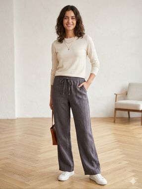 Nordstrom Caslon Women's's Casual Drawstring Linen Blend Pants - XS Like New